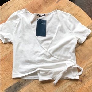 Brandy Melville White Wrap Tie Shirt